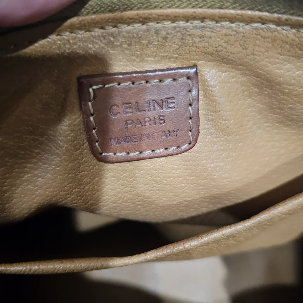 Vintage Celine Macadam Coated Canvas Cosmetic Pouch.